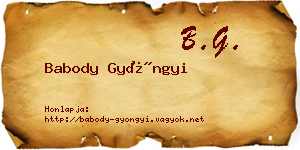 Babody Gyöngyi névjegykártya
